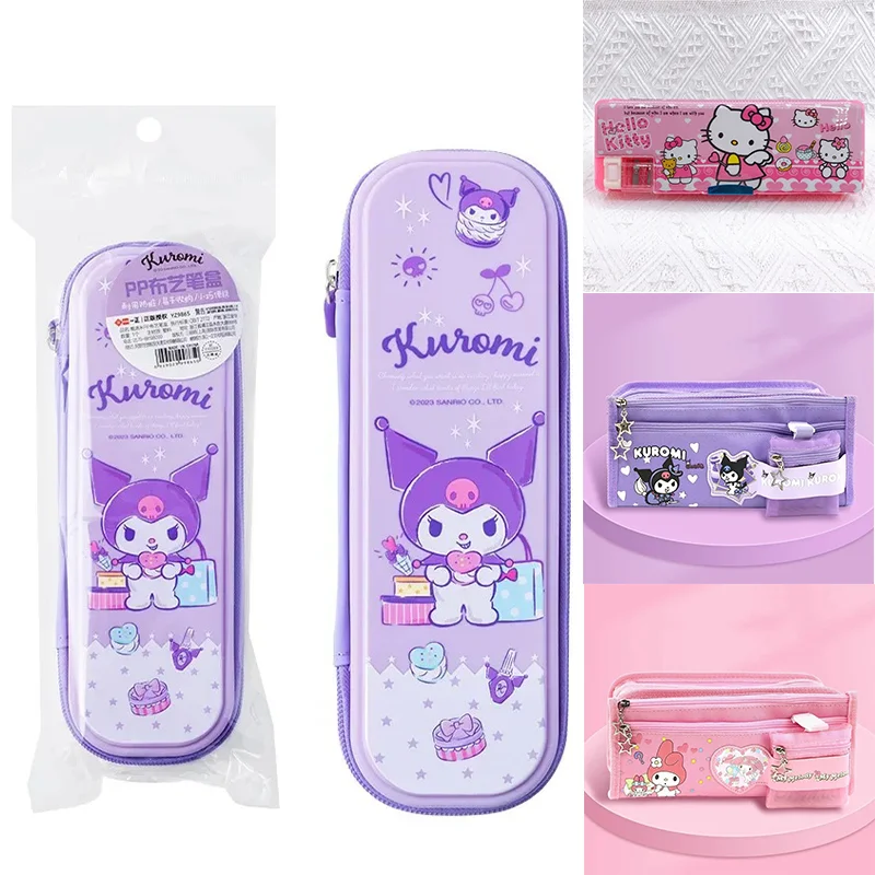 

Карандаш Sanrio Kuromi, ручная работа, мультяшная почтовая полиуретановая Однослойная сумка для канцелярских принадлежностей, милый Коричный креативный подарок для детей и студентов