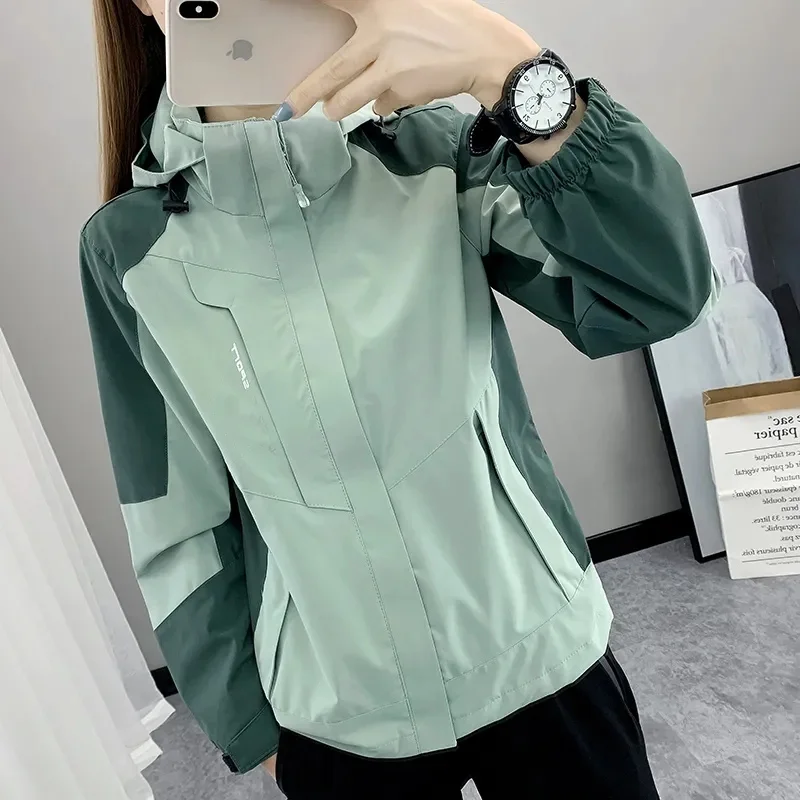 

2023 Spring Autumn New Korean Single-layer Charge Coat Women's Thin Outdoor Windproof Rainproof Couple Coat Mountaineering Suit