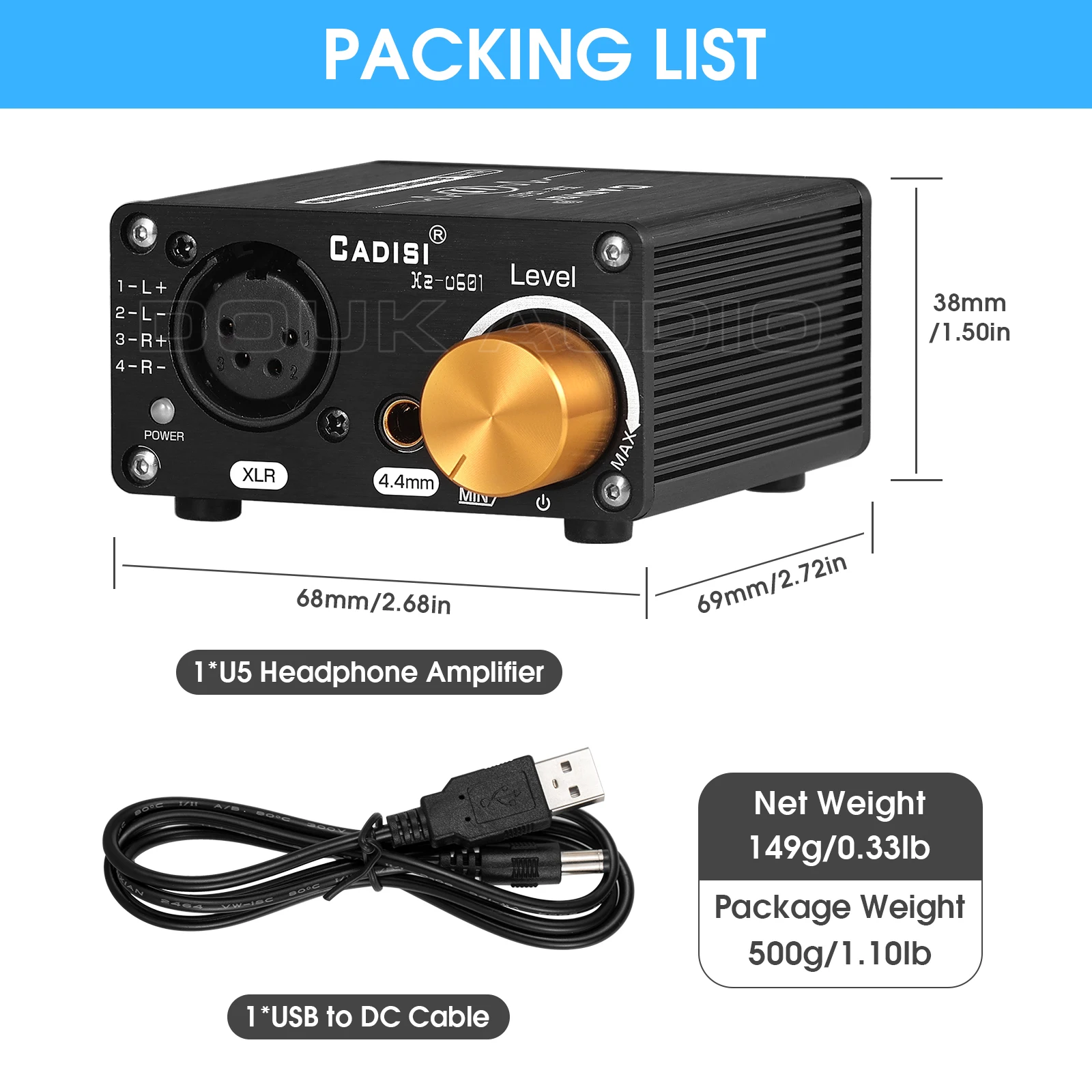 Douk Áudio Mini Totalmente Equilibrado Amplificador de Fone de Ouvido Estéreo Áudio Amp para Xlr 4.4 mm Fones com Controle de Volume - Image 5