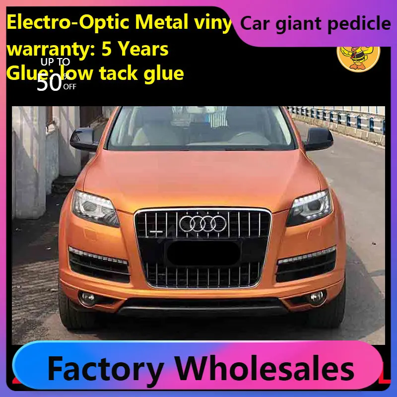 

Bronze Electro-optical Metal Vinyl Wrap For Car Wrapping Covering Foil Air Bubble Free Low Tack Glue1.52*18M/Roll 5x59ft