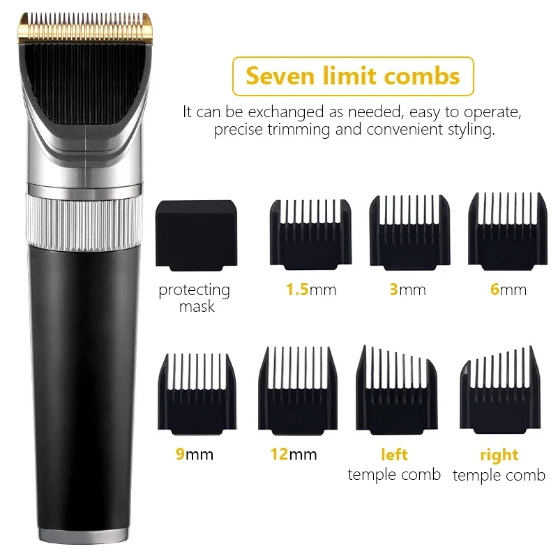 Electric Hair Clipper USB Rechargeable Hair Trimmer Tools Titanium Ceramic Blade Salon Men Hair Cutting Barber Machine