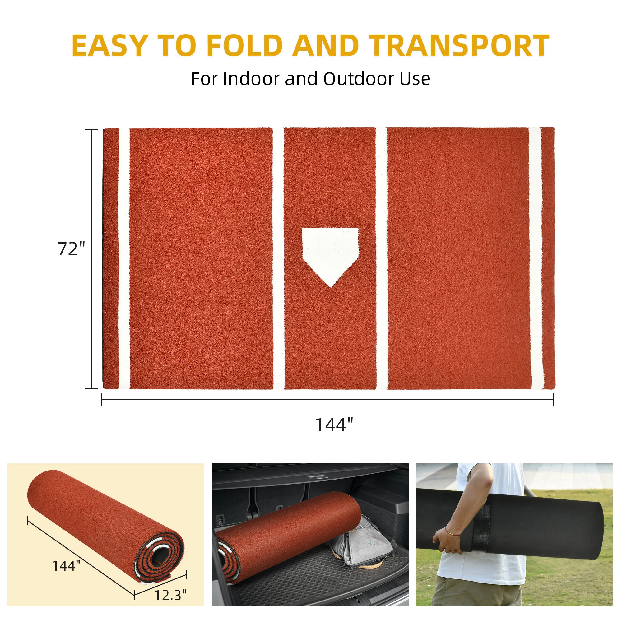 Red Synthetic Grass Turf Baseball Softball Batting Practice Hitting Mat 2