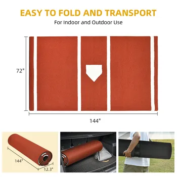 Red Synthetic Grass Turf Baseball Softball Batting Practice Hitting Mat 2