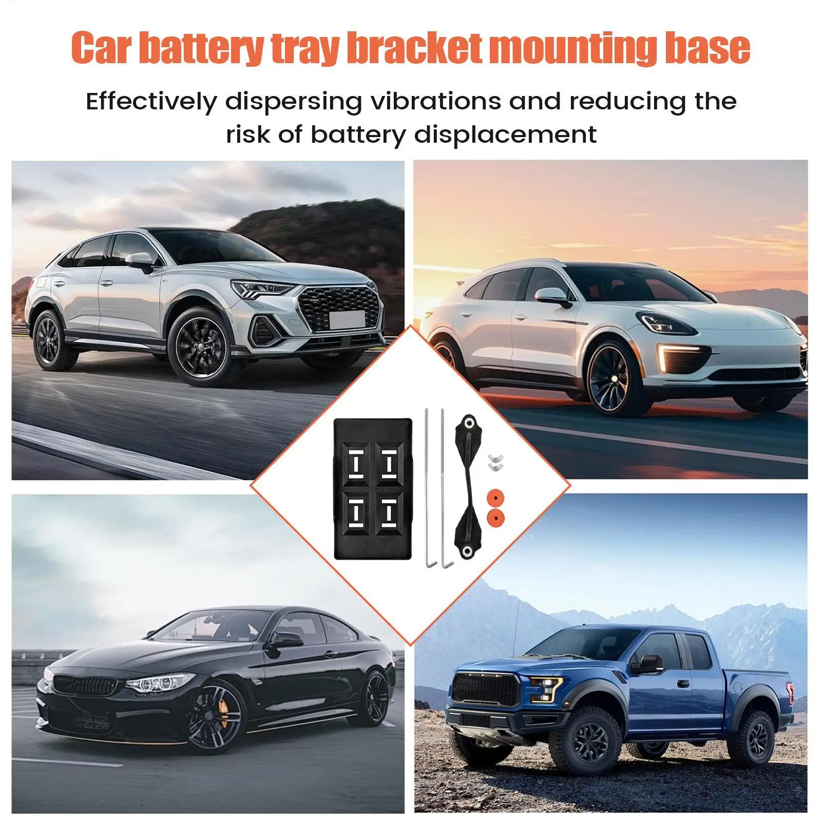 조정 가능한 배터리 트레이 브래킷 헤비 듀티 클램핑 홀더 자동차 트럭 트레일러 RV 보트 마린용 범용 홀드다운 마운팅 베이스