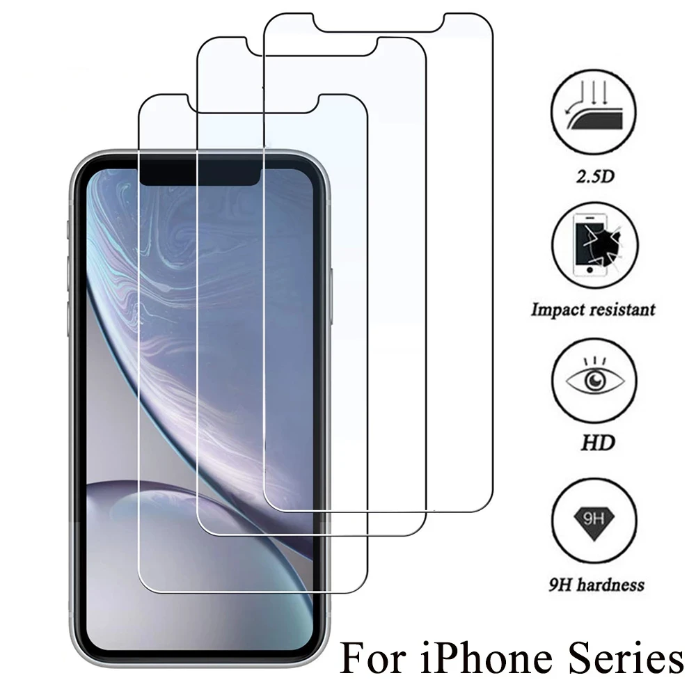 Tempered Glass Film For Iphone 11 12 13 Pro Xr X Xs Max Mini Clear Screen Protector On For Iphone 7 6 6S Plus 5S Se Glass