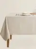 1pc Linen Tablecloth Beige Rectangular Fabric for Dining Picnic Camping 1
