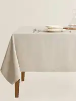 1pc Linen Tablecloth Beige Rectangular Fabric for Dining Picnic Camping 1
