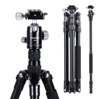 Treppiede da viaggio treppiede da viaggio per fotocamera DSLR supporto per treppiede per fotocamera in alluminio 33lb capacità di carico 360 ° panoramic Ball Head Camera Tripo