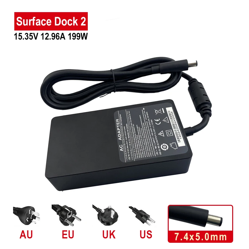 Adattatore Ca 15.35V 12.96A 199W 7.4*5.0Mm Per Caricabatterie Di Alimentazione Microsoft Surface Dock 2 1917 1931