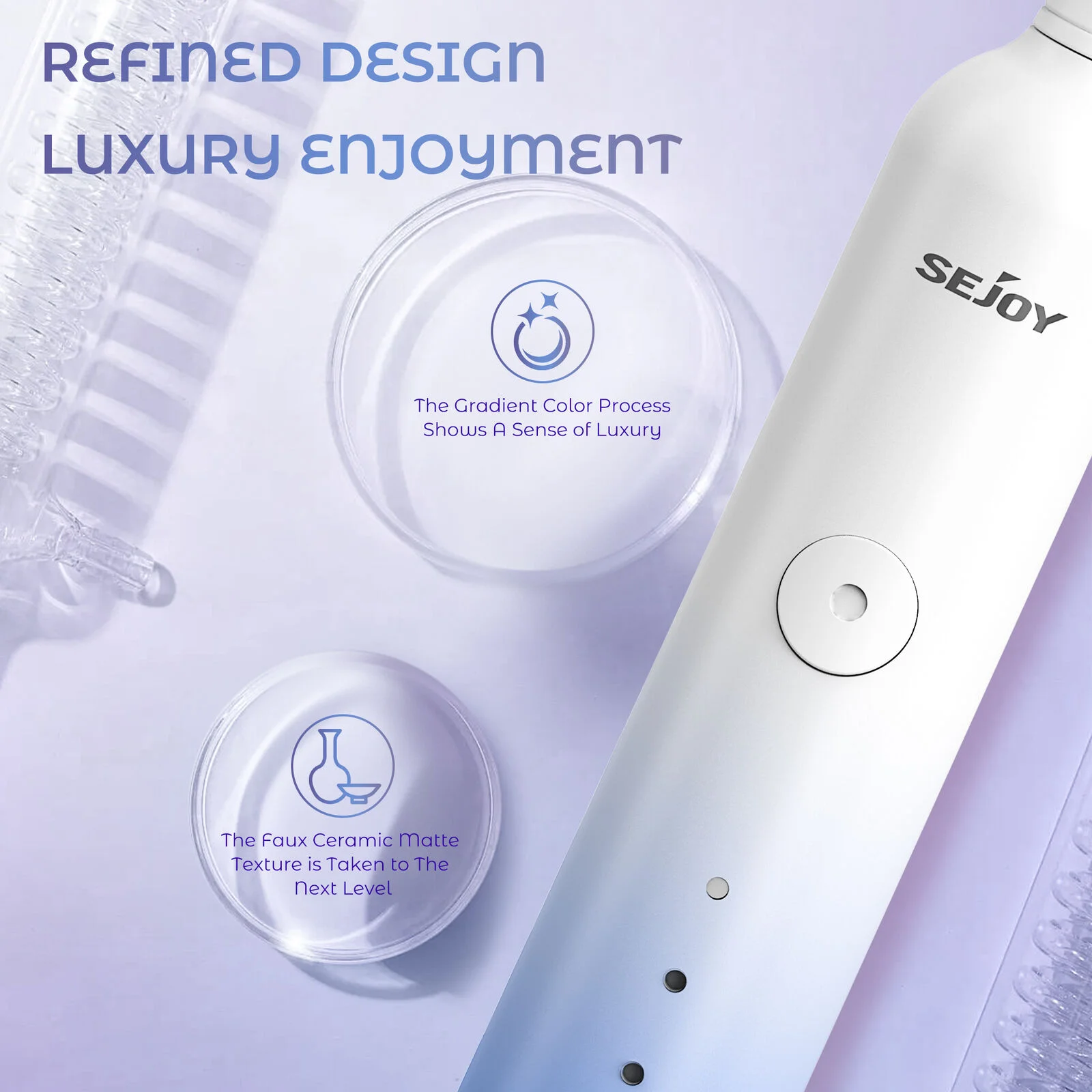 SEJOY Sonic Electric Toothbrush Rechargeable Power 8 Brush Heads 5 Modes Timer 4