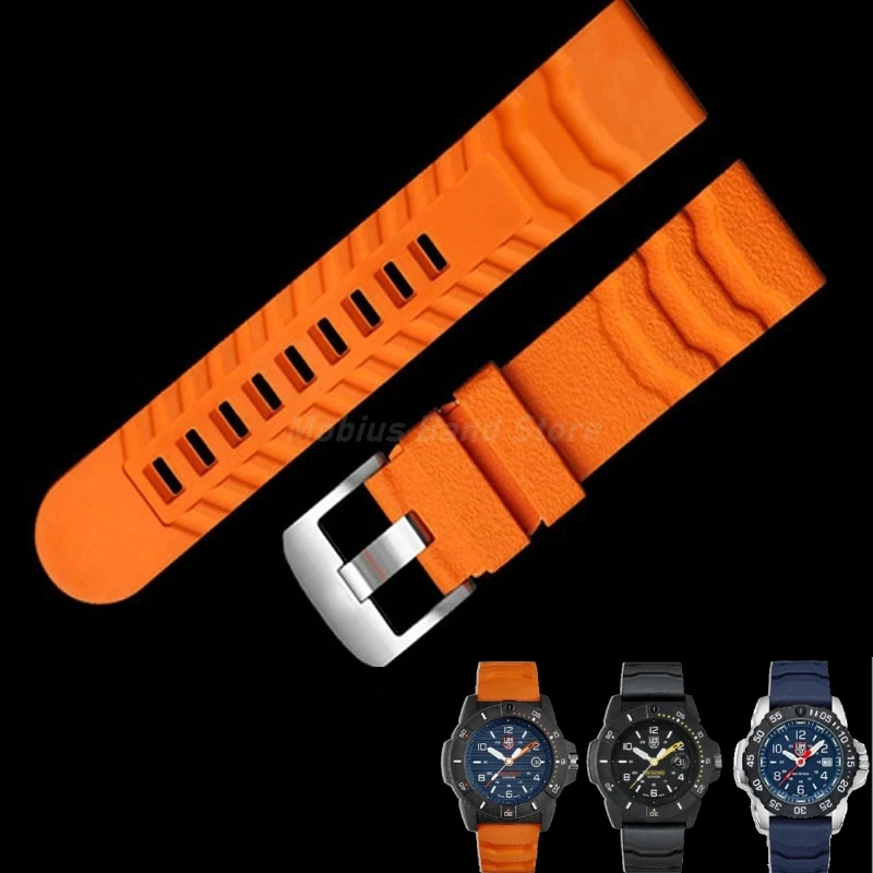 Фтор резиновый ремешок для часов 24 мм для Luminox Navy Seal series 3740 3141 3140 3500 3720 3503 мужской силиконовый ремешок водонепроницаемый браслет
