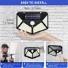 1~12PCS 100 LED Solar Wall Lamp 4 Sides Luminous With Motion Sensor Outdoor Garden Courtyard Waterproof Wall Light 5