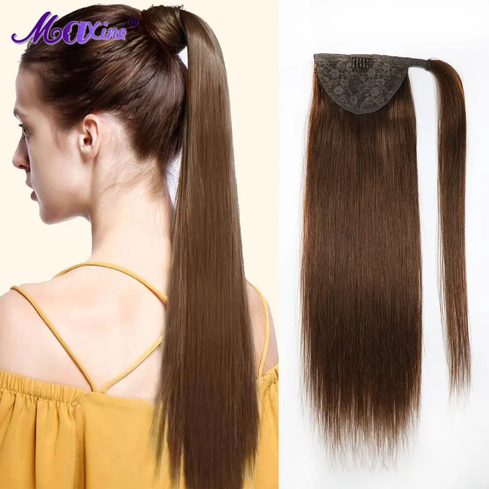 

Maxine Human Hair Ponytails Straight Wrap Ponytail Clip On Human Natural Hairpiece Horse Tail Hair Extensions Real Human Hair