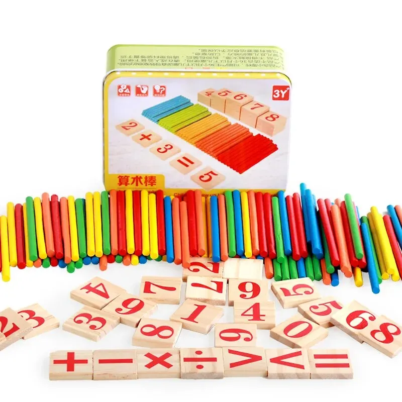 1 Set Kids Preschool Toys Montessori Counting Sticks Rods With Iron Box Math Education For Boys And Girls 2