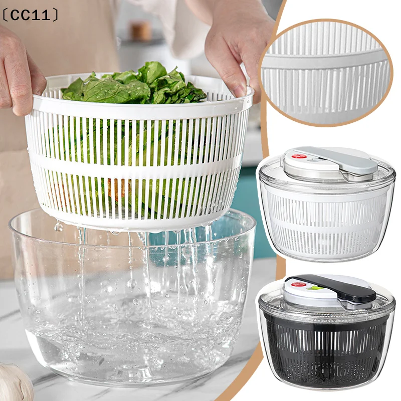 Multi-Function Manual Salad Spinner and Vegetable Dryer with Absorbent Basket