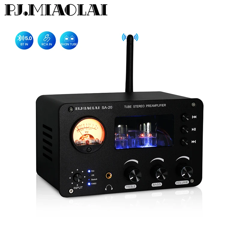 Pj.Miaolai Sa-20 Preamplificatore A Tubo 6 H3N Amplificatore Per Cuffie A Tubo Bluetooth 5.0 Tone Generator U Disk Decodifica Lossless