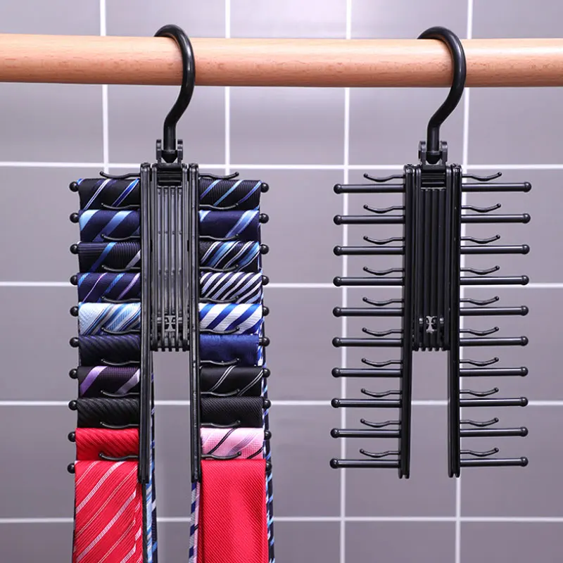 LMSAWK 4 Pièces Bois Cintre De Ceinture, Organisateur De Ceinture Rotatif, Petit Support De Rangement Pour Ceinture, Pour Chaussettes, Ceinture, 6 Crochets, Couleur Rétro