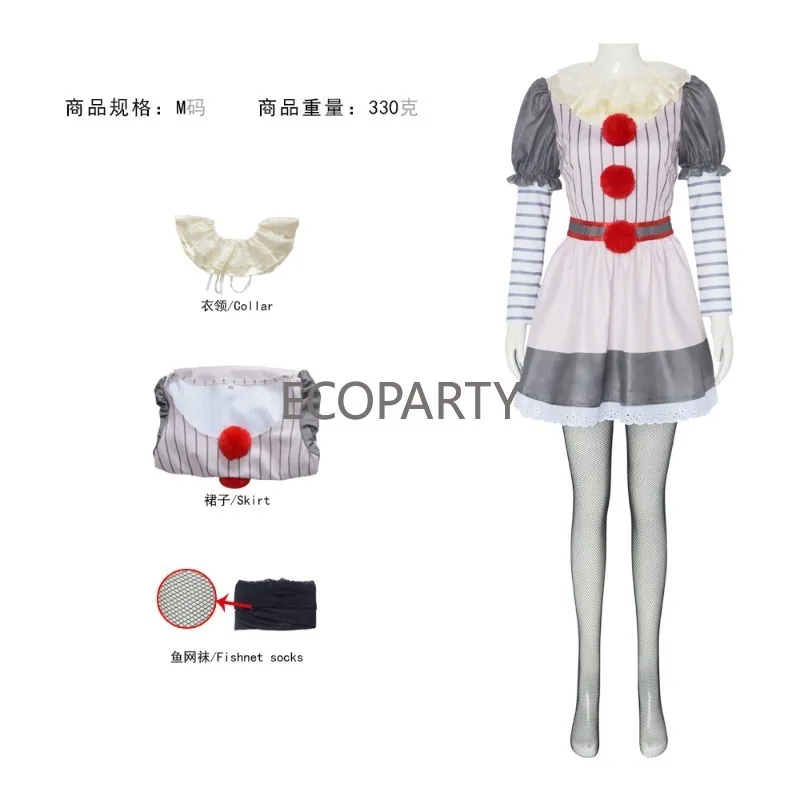 

2023 New Autumn Joker Women's Cos Dress Halloween Horror Clown Role Playing Cosplay Costume Joker Dress Halloween Cos Set 3PCS