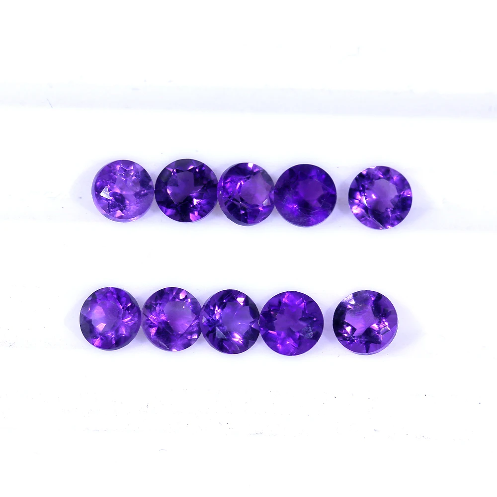 

Factory Direct Natural Loose Gemstone Amethyst Round Brilliant Cut 0.8-5.0mm