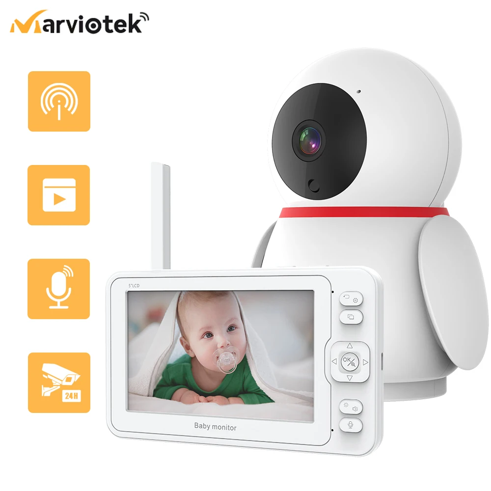 1080P Electronic Baby Monitor 5 Inch with Night Vision PTZ Camera 1080P Wireless Plug Tark Video Surveillance  camera Baby phone