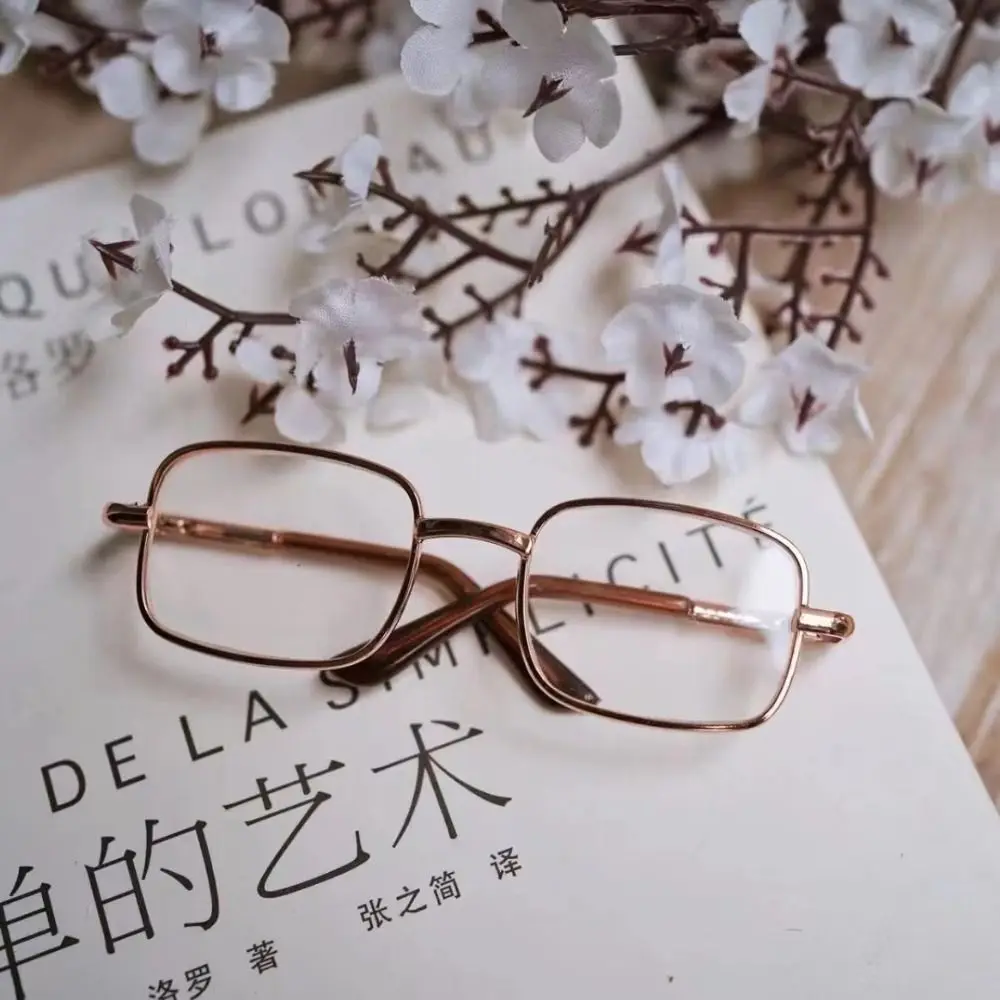 Metal Glasses Square Frame Photo Prop for Dolls