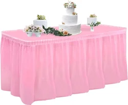 Vibrant Disposable Table Skirt - Perfect for Celebrations and Events (Pink Set)