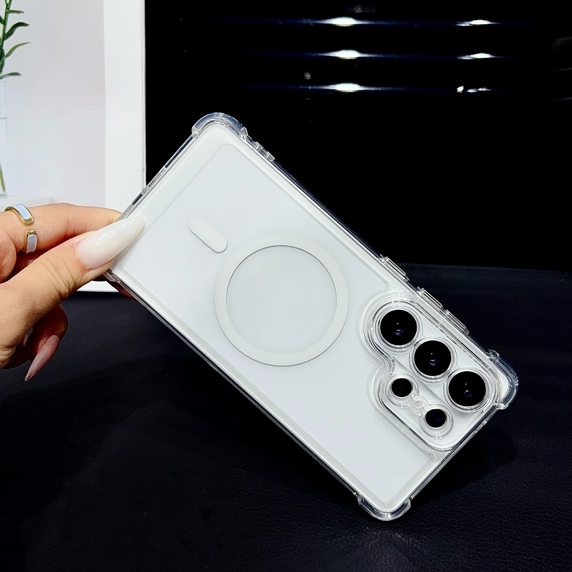 Air Cushion Shockproof Clear Magnetic Phone Case Cover