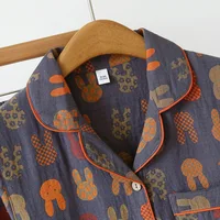 2026 Verão Novo Casal Shorts de Manga Curta Duas Peças Conjunto de 100% Algodão Crepe Tecido Homens e Mulheres Grande Homewear - Image 4