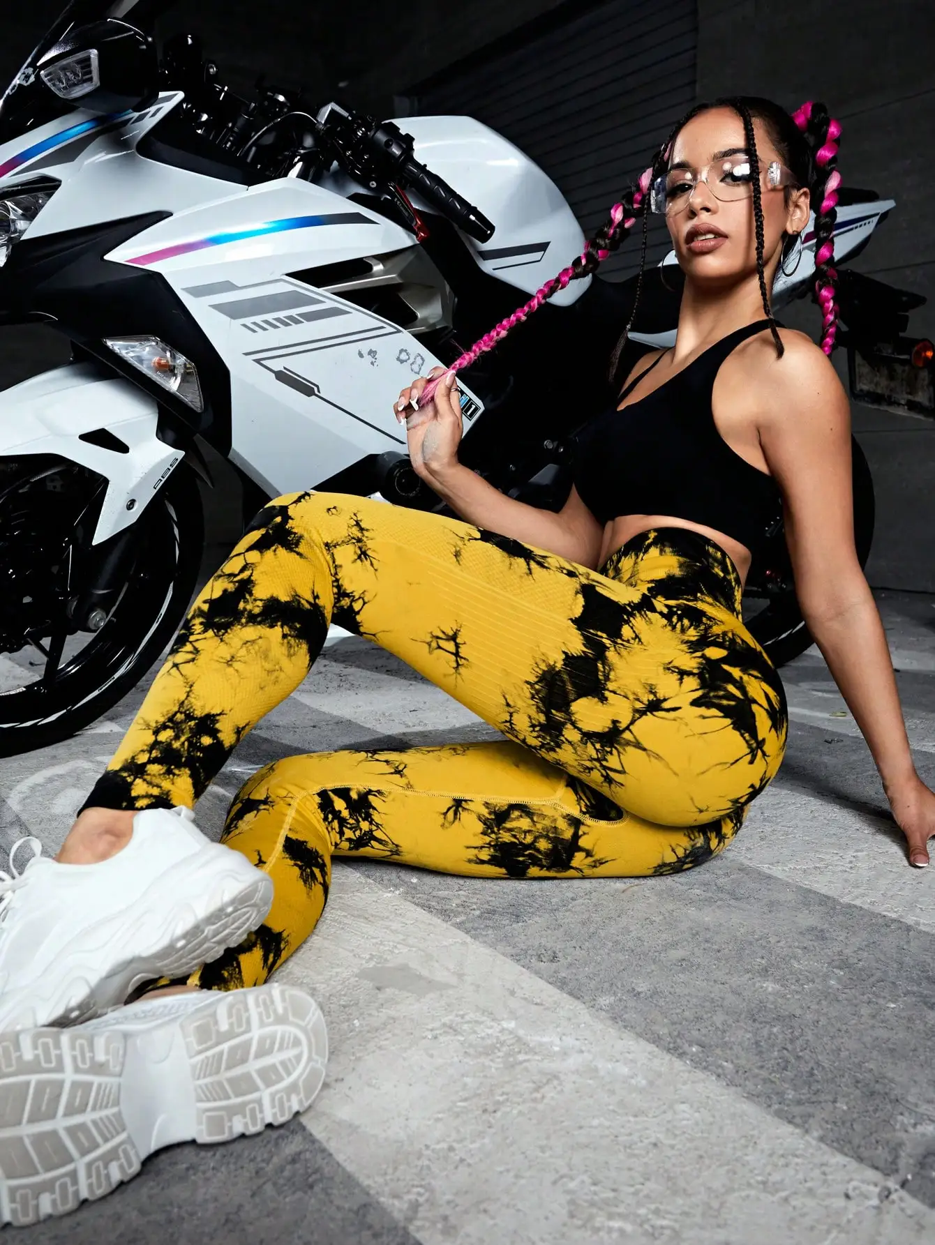 Woma Yoga Trendy Tie Dye Yoga Tights Seamless High Stretch Tummy Control Gym Leggings Seamless Tie Dye Leggings 2023 New 4