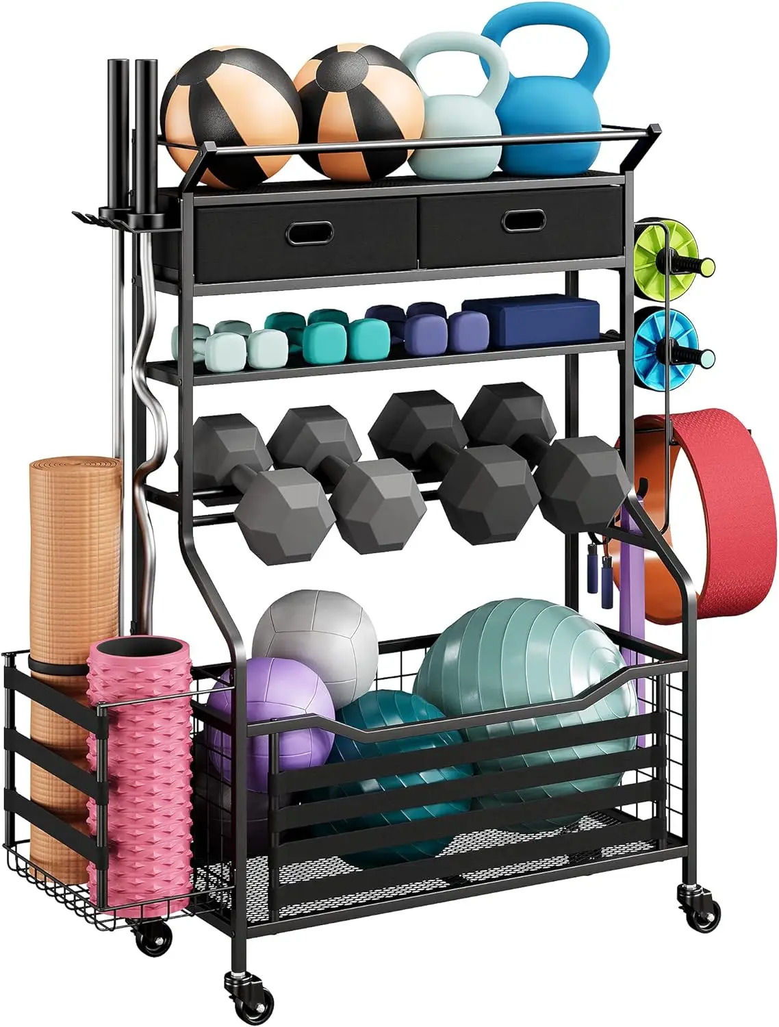 

Dumbbell Rack, Weight Rack for Dumbbells, Home Gym Storage for Dumbbells Kettlebells Yoga Mat Barbell and Balls, All in One Work