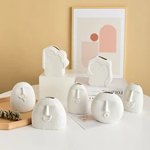 Creative Human Face Vase Ceramic Flower Bottle Abstract Art Living Room Garden Bedroom Ornaments Home Decor Nordic Flower Pot