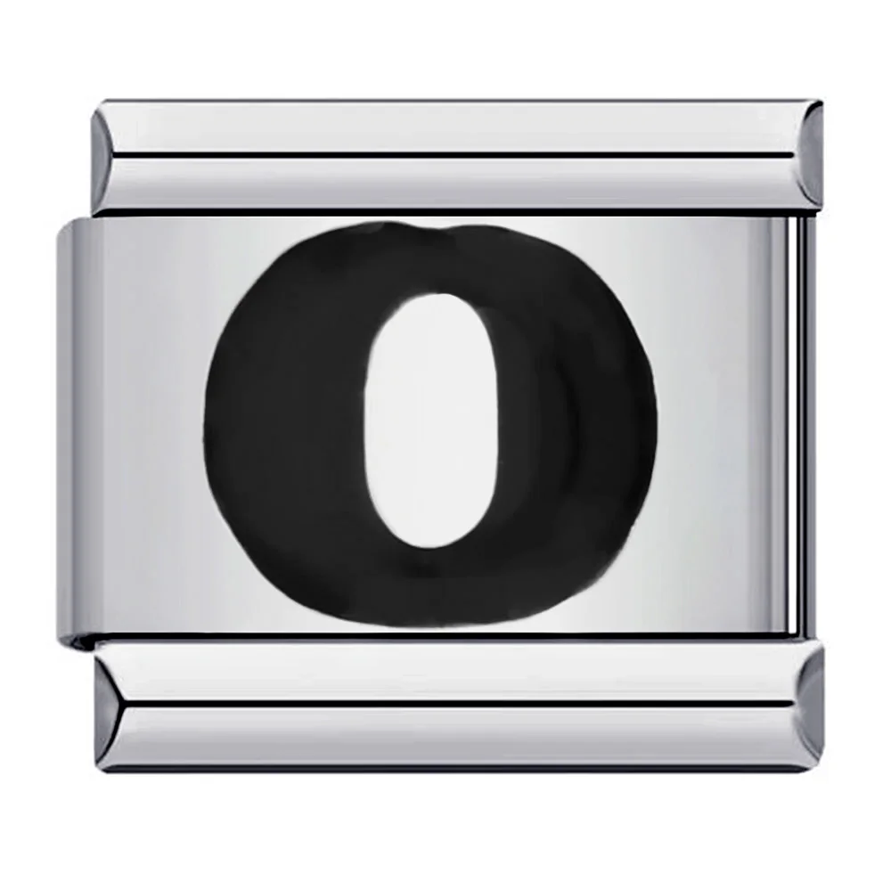 Elegant Glaze Black Italian Letter Charms Stainless Steel Bracelet for Women and Men Jewelry Making