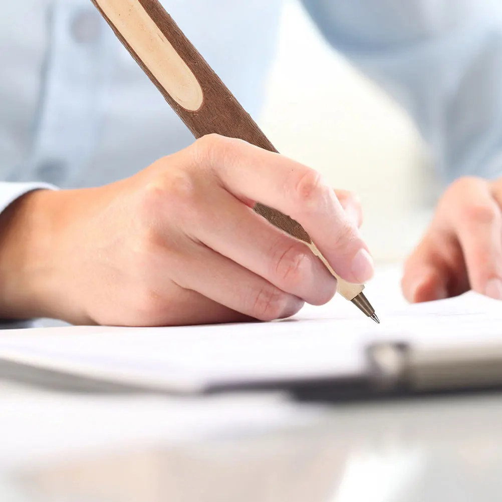 12Pcs Wooden Ballpoint Pens Black Ink Smooth Writing Wood Pens for Office School Essentials Journaling Planner Bulk Stationery