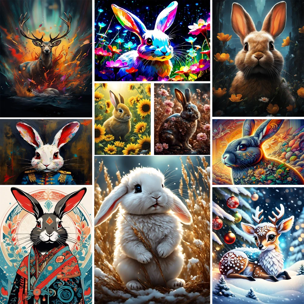AnimalRabbitPaintByNumber40x50DiamondArtPaintingKitsCraftKit