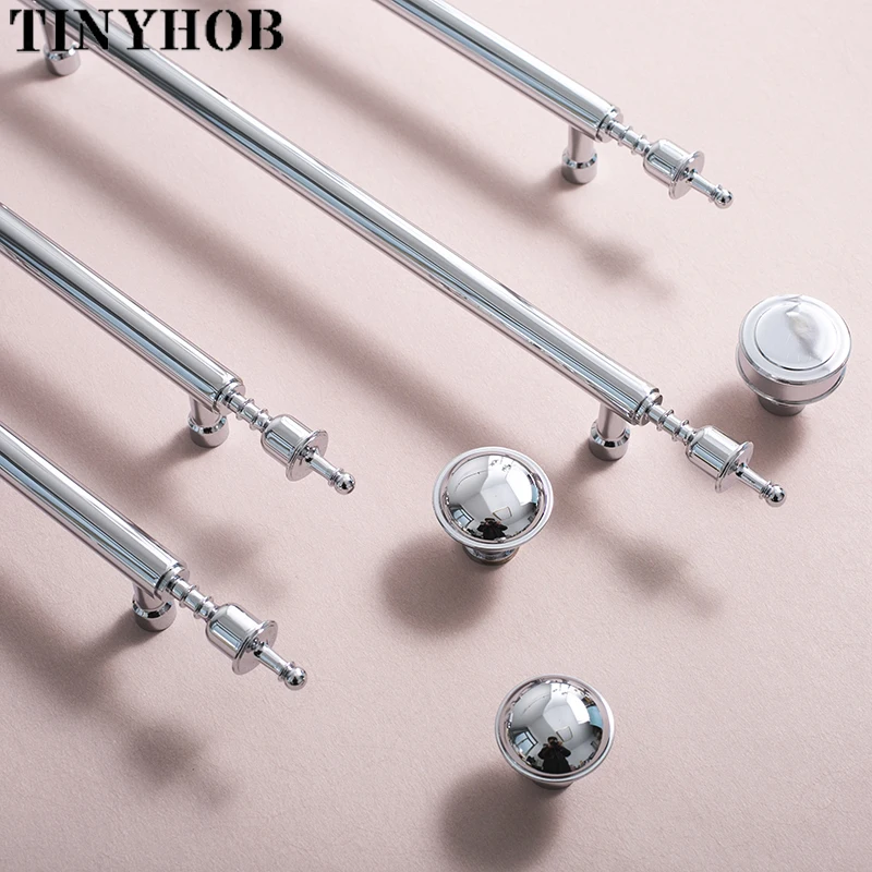 Brilhante Chrome Coroa Forma Móveis Alças Longo Redondo Moderno Puxa Armário Armário Armário Armário Armário Cômoda Caixa de Sapato Gaveta Armário Barra Botão