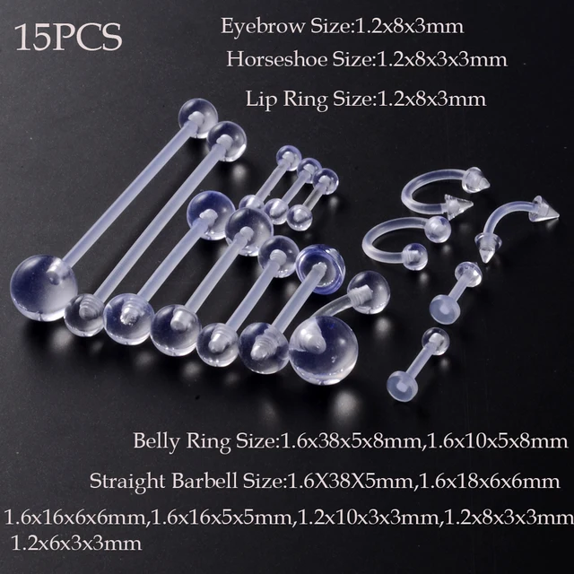 38 Pezzi Ferma Piercing Trasparenti | Per Naso, Labbra, Orecchio | Plastica Ipoallergenica - Foto 6