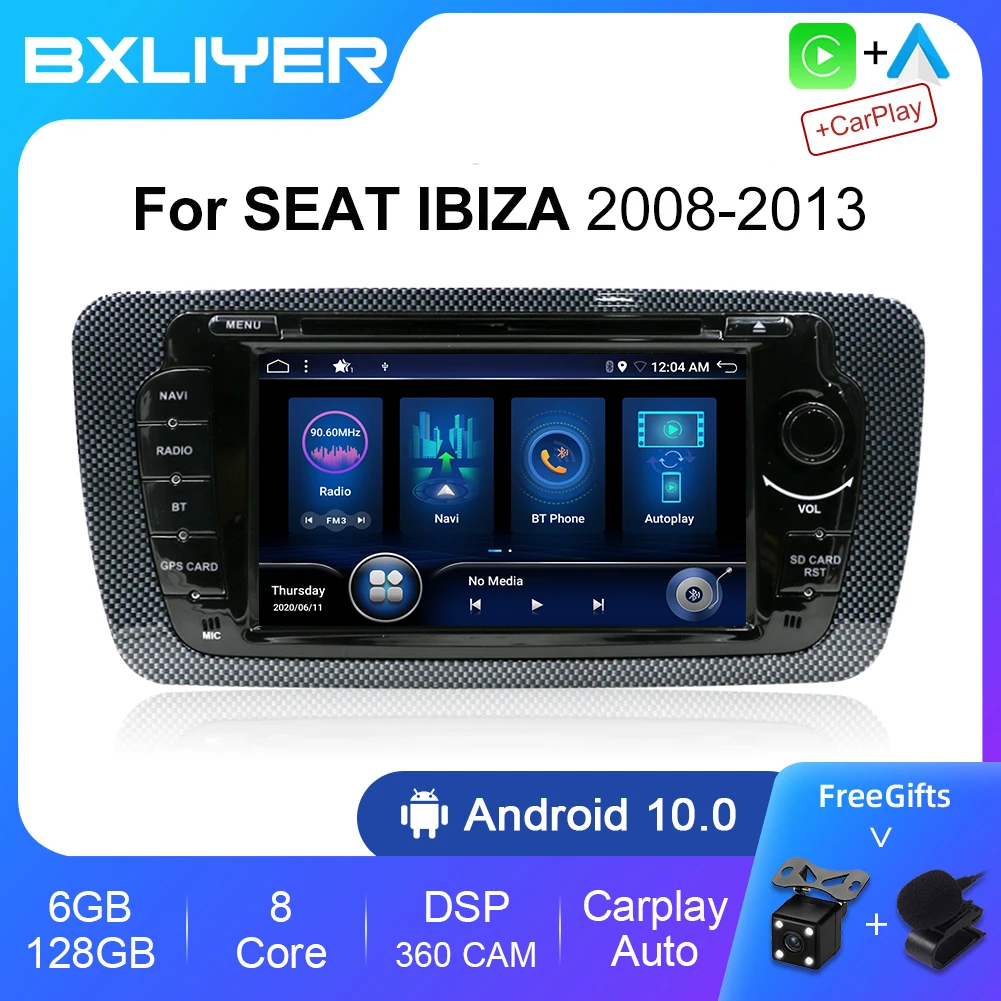 

Автомобильный мультимедийный видеоплеер BXLIYER 6 + 128 Гб 7 "Android 12 для VW/Volkswagen SEAT IBIZA 2008-2013 Carplay DSP GPS Navi