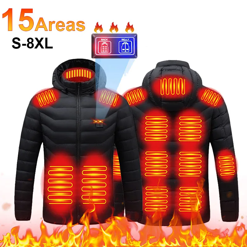 thumbnail image 1 of 9 Chaqueta calefactora, chaleco de invierno, chaquetas calefactoras eléctricas USB, chaquetas térmicas cálidas para exteriores para mujeres y hombres, ropa, chaquetas S-8XL, 1 of 5