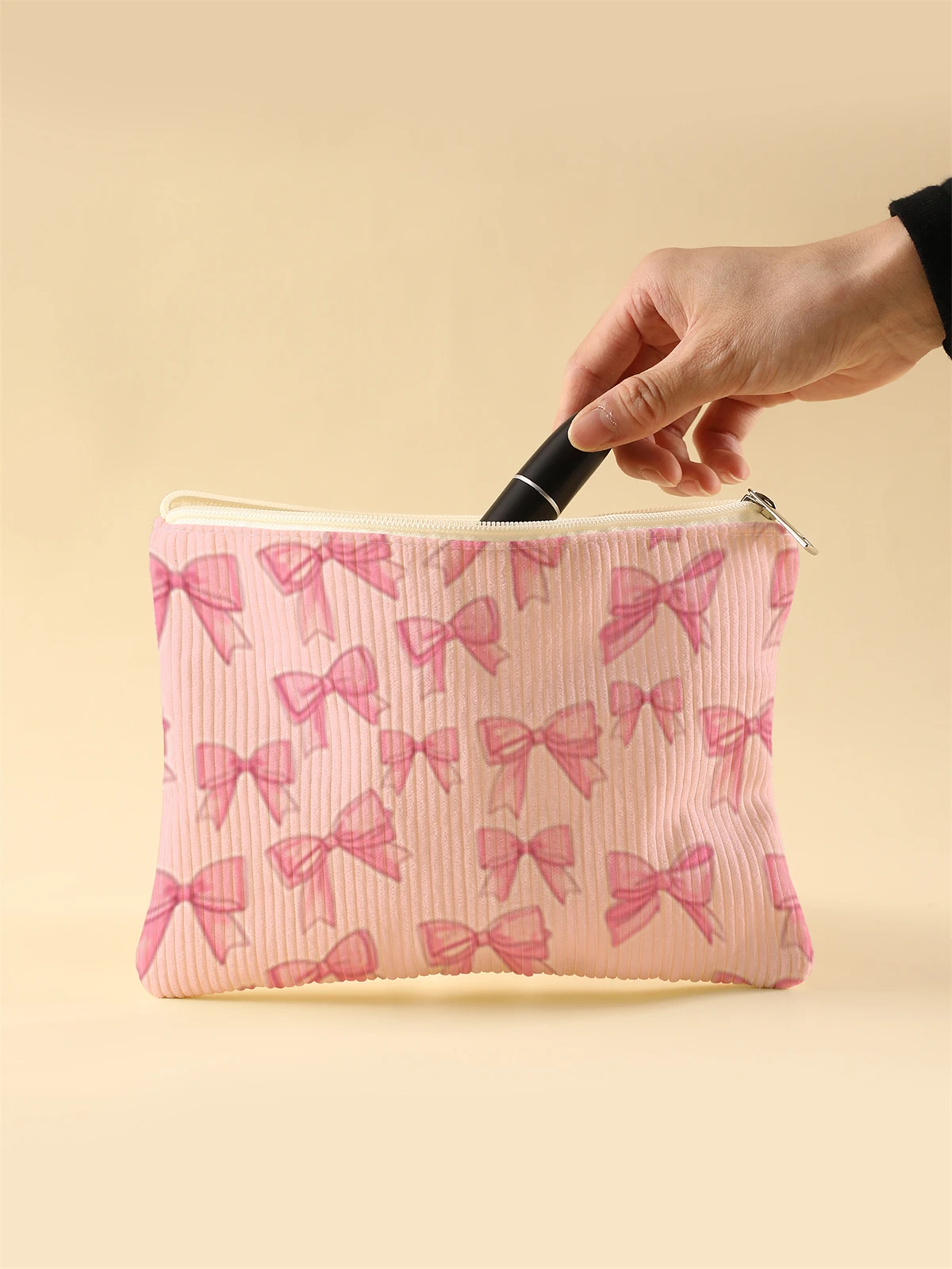 Corduroy Travel Cosmetic Bag Portable Makeup Storage Bag Purses Women Large Capacity Zipper Make Up Organizer Storage Clutch