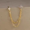 87253-c7adf5.jpg Boucles d'oreilles carrées suspendues en acier inoxydable, 2 pièces, pierre d'anniversaire de décembre, chaîne en zircone cubique, fleur, bijoux de perçage