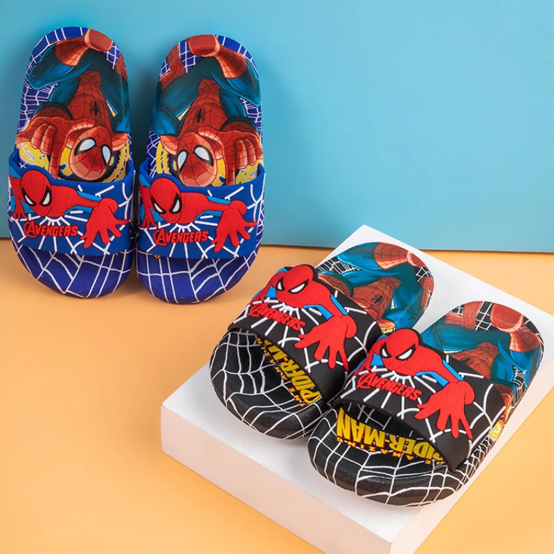 Disney Kids Slippers for Boys Summer Beach Indoor Cartoon Spiderman Home Non-Slip Garden Shoes kids slippers