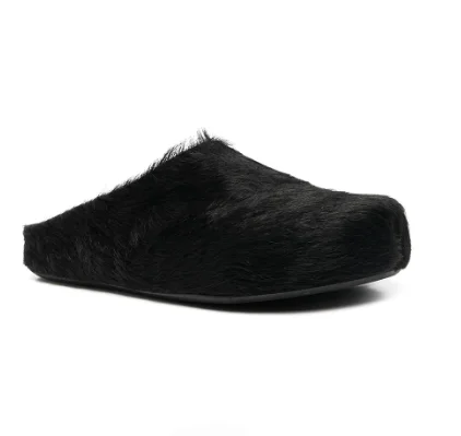 

Men Mule Sandals 2023 round Toe Gladiator with Fur Shoes Style Male Flats Shoes Holiday Sandals Causal Flats big size