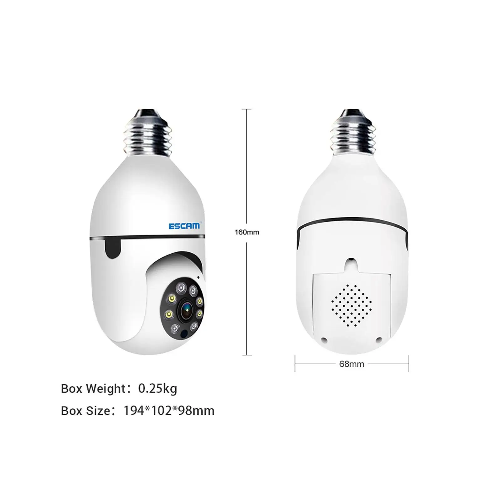Bulb Home Security Camera 360° Audible Alarm Easy Installation 2 Way Audio