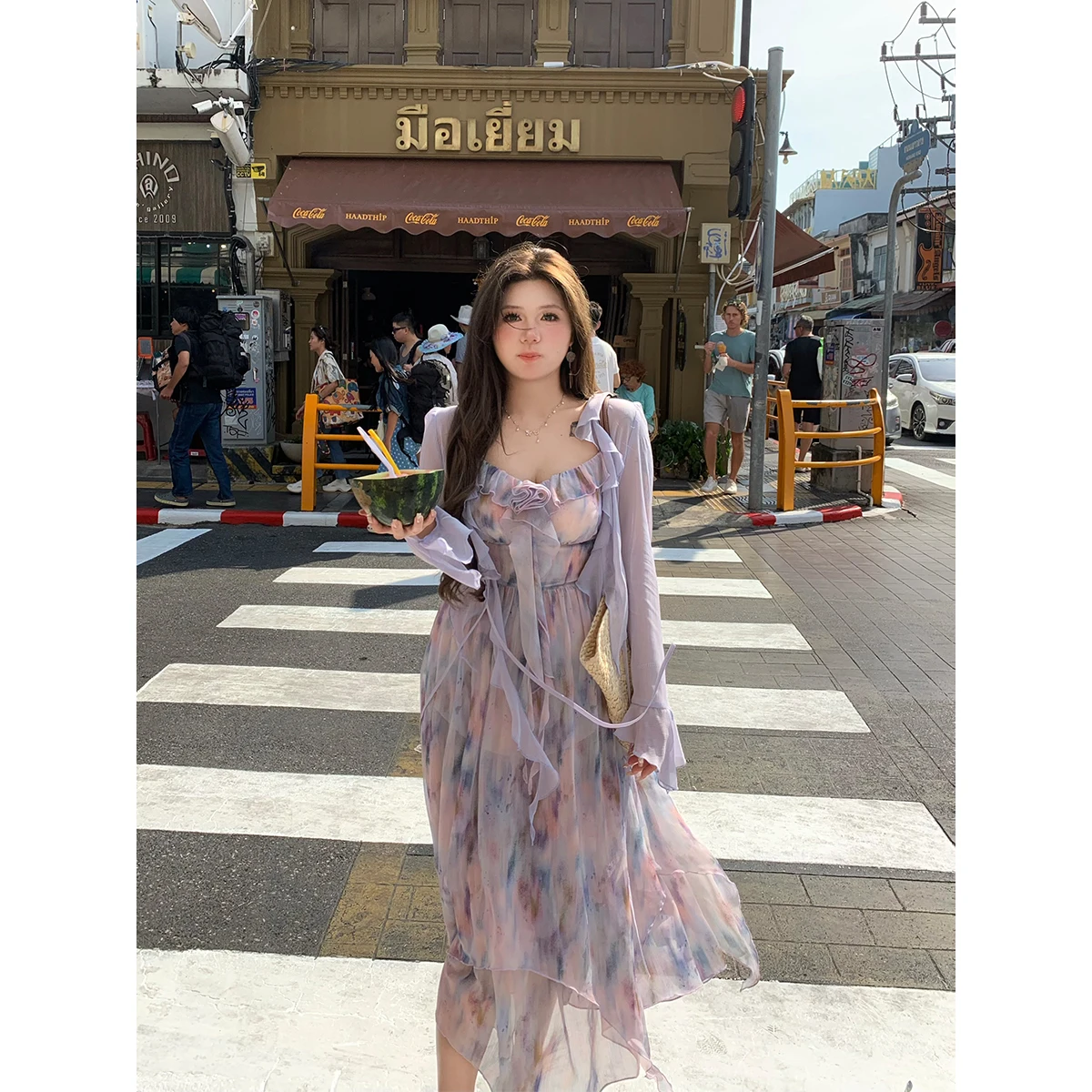 2025 Spring Summer Floral Chiffon Dress Women Ceremonial Dress Plus Size Anne Sleeveless Strapless Boho Style Dress