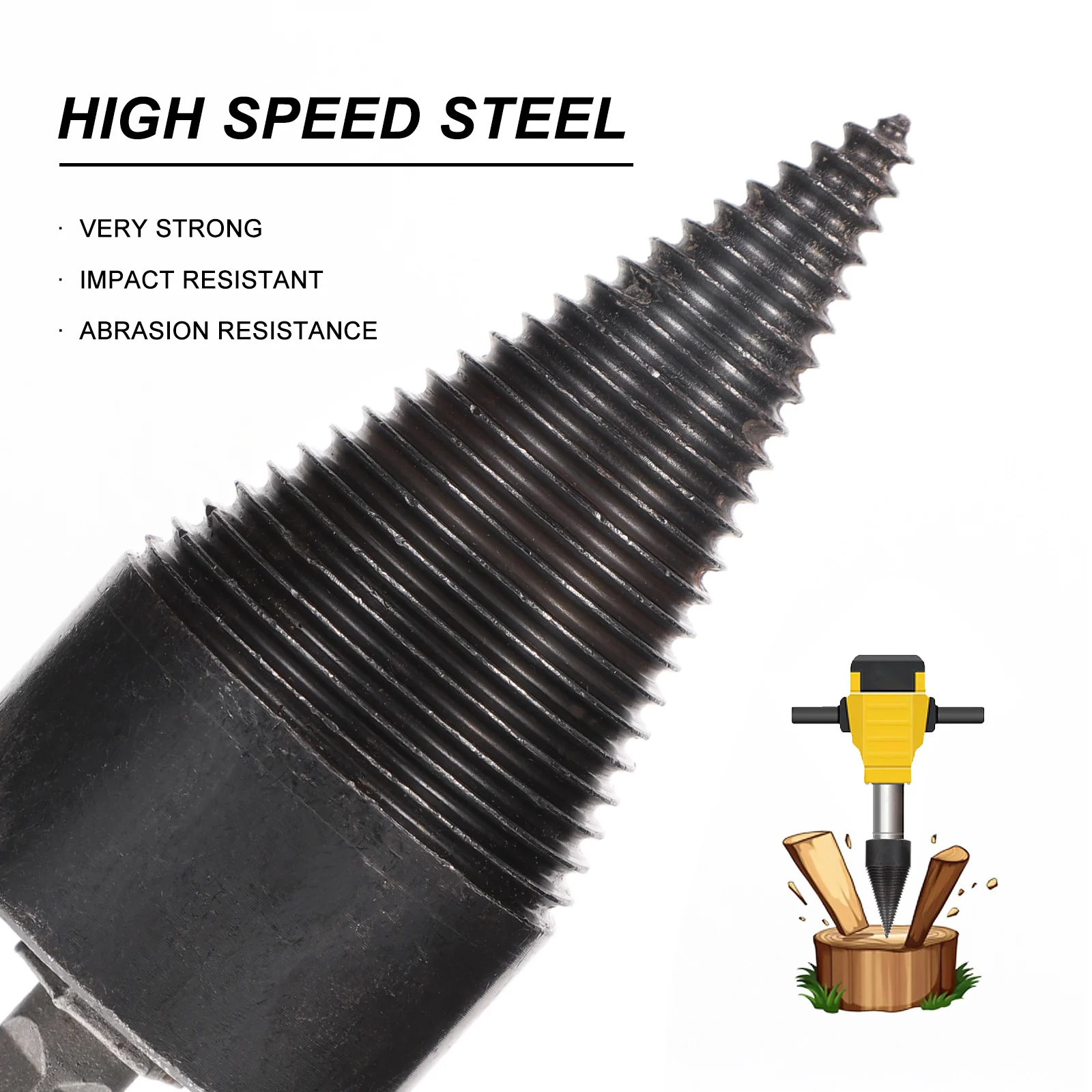 Firewood Drill Log Splitter Tool Electrical Tools Bit Cones Steel for Woodworking