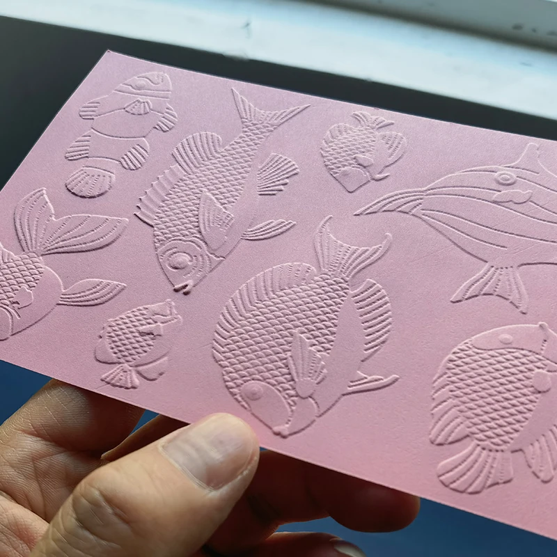 해양 물고기 3D 엠보싱 폴더 텍스처 패턴 배경 DIY 스크랩북 공예 용품, 엠보싱, 템플릿 몰드, 장