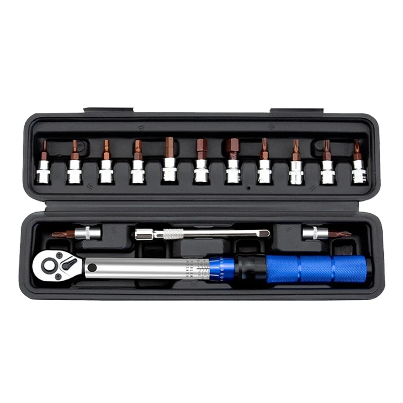 

16-Piece Torque Wrench Set Hexagon Bi-Directional Adjustable 1/4 Inch Ratchet Wrench Maintenance Tool Easy To Use Easy Carrying