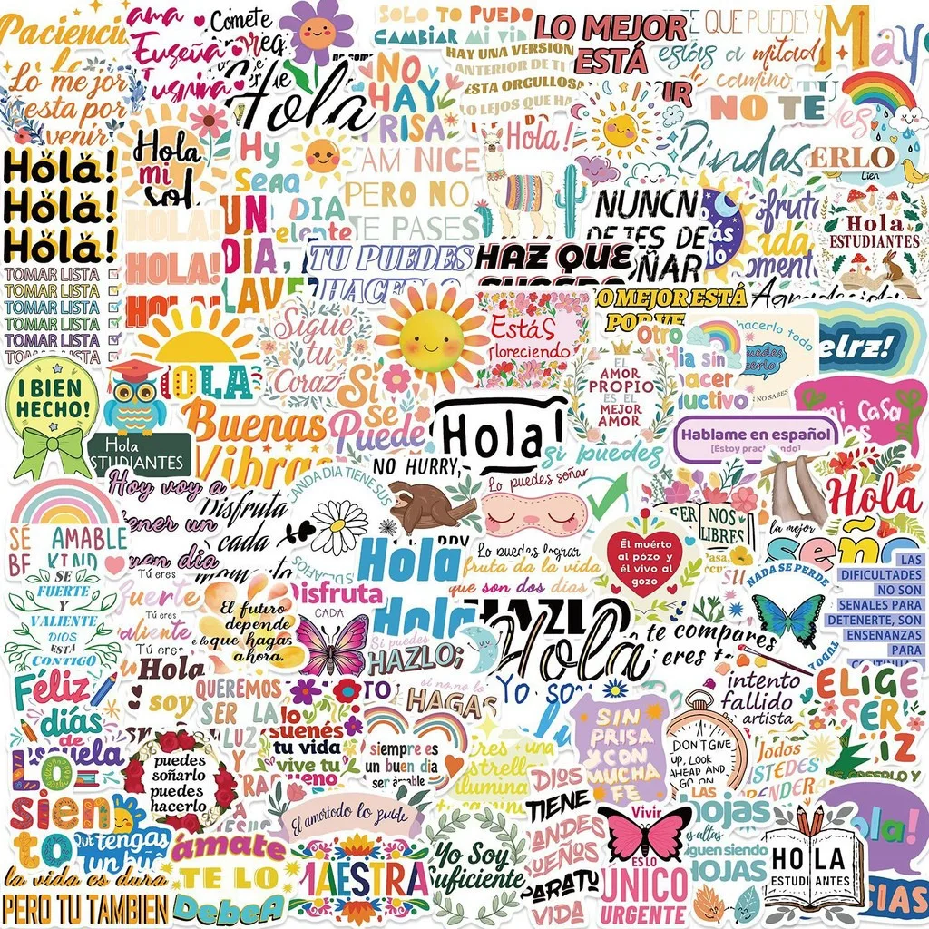 100PCS New Spanish Inspirational Graffiti Stickers Decorate Guitar Notebook Luggage DIY Waterproof Stickers