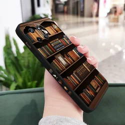 Vintage Bookshelf Design Liquid Silicone Phone Case for Realme 10 ProPlus (Black)