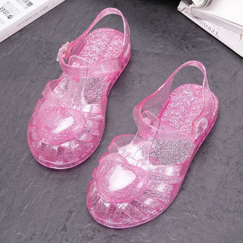 MERI AMM LED Lightening Shoes Heart For Princess Dress Up Girls Sandals Daily Jelly baby shoes